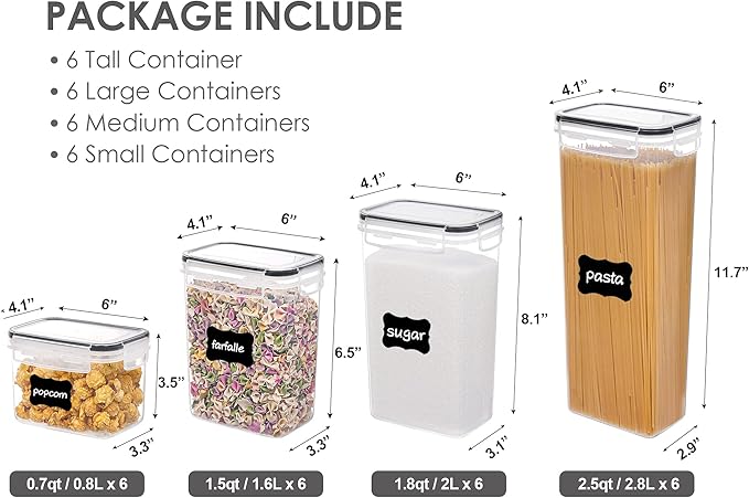 Vtopmart 24 Pcs Food Storage Containers with 10 PCS Flour and Sugar Storage Container