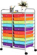 GOFLAME 20-Drawer Rolling Storage Cart, Multifunctional Art Craft Organizer Cart, Mobile Utility Storage Cart with Removable Drawers & Lockable Wheels, Craft Cart for Home Office School, Multicolored