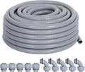 3/4 inch Flexible Liquid-Tight Conduit Kit 25ft, UL Listed | Non-Metallic Electrical Conduit w/5 Straight and 5 Angle Conduit Connector Fittings, Suitable for HVAC Pumps Outdoor Wiring
