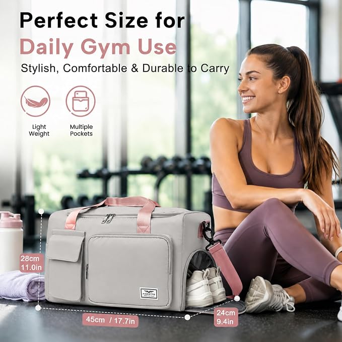 FIORETTO Women's Gym Duffle Bag with Shoes Compartment, 30L Capacity, Ideal for Travel, Gym, Sports, Duffel, Weekender