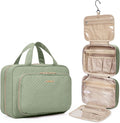 BAGSMART Toiletry Bag Hanging Travel Makeup Organizer with TSA Approved Transparent Cosmetic Bag Makeup Bag for Full Sized Toiletries, Large-Green