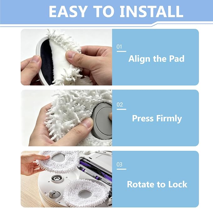 2 Pcs Mop Pad Holders and 6 Pcs Mop Pads | Compatible with Narwal Freo,Freo Pro,Freo X Ultra,Freo Z Ultra,Freo Z10 | Washable Reusable Microfiber Household Robot Vacuum Mop Replacement Parts