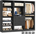 Unikito Modular Closet System with 3 Sets, 75”Closet Organizer System with Drawers, Mirror, Hanging Rods and Adjustable Shelves, Freestanding Wood Wardrobe Garment Rack, Walk in Closet Tower, Black