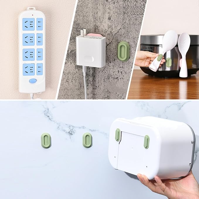 XYOFUN Magnetic Remote Control Holder Wall Mount - 4 Pcs White | No Drill Self-Adhesive Organizer, For Air Conditioner & TV Remotes, Storage Caddy for Televisions Backside
