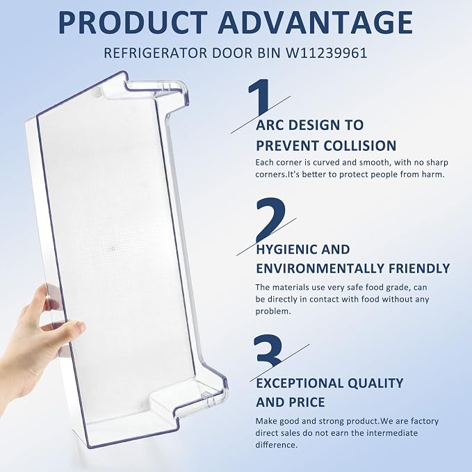W11239961 W10900538 Door Shelf Bin Replacement Compatible for Whir.lpool | Refrigerator Shelf Replacement of AP6333410 4591452 PS12578777 WRS325SDH WRS311SDH Whirl.pool Fridge Door Shelves-by MIFLUS