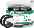 OURU 20pcs 3/4 Inch Stainless Steel Cable Clamps,Rubber Coated Cushioned Insulated Cable Clamp,Automotive Cable Wire Clamps,Pipe Clamps,Metal Clamp for Tube,Lines,Wire Cord Installation(Black,19mm)