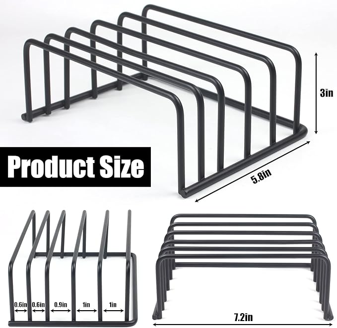 KitchenGenie 2Psc Cutting board organizers，(1.0 and 0.6 inch wide slots), cutting board holders, cutting board racks, cutting board storage, biscuit sheets, bakeware organizers for cabinets