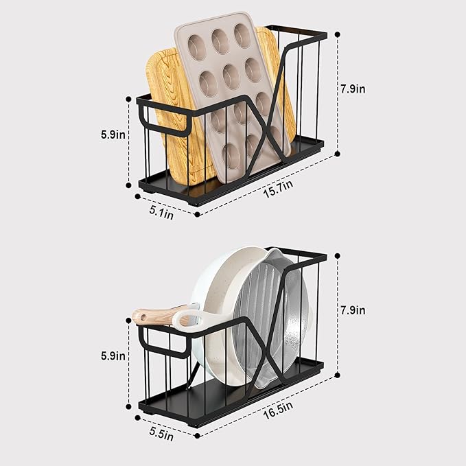 2 Pack Pull Out Cabinet Organizer for Cutting Board, Baking Sheet, Cookie Sheet, Sliding Rack for Bakeware & Trays, for Narrow Cabinet Space
