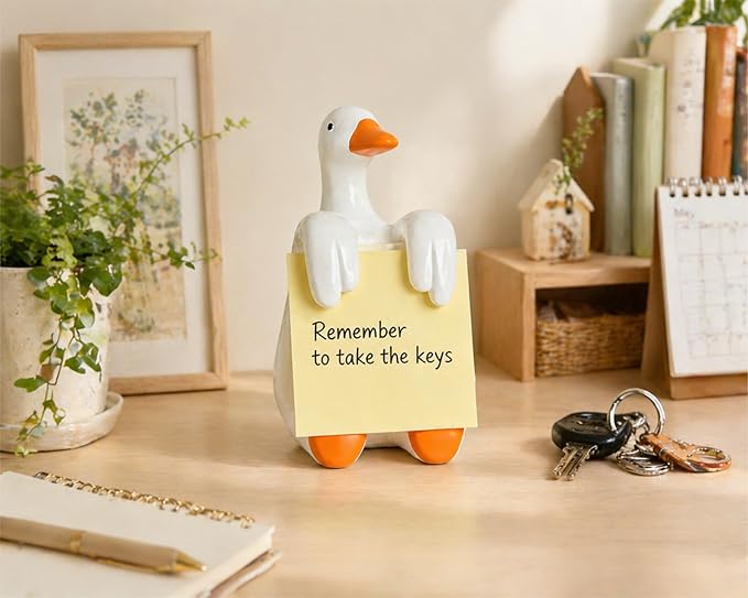 Silly Goose Pop-Up Sticky Note Dispenser for 3 x 3 in Notes, Orange | Includes 100 sheets; handmade resin decor for office, home or classroom; gift for teachers, coworkers and goose lovers