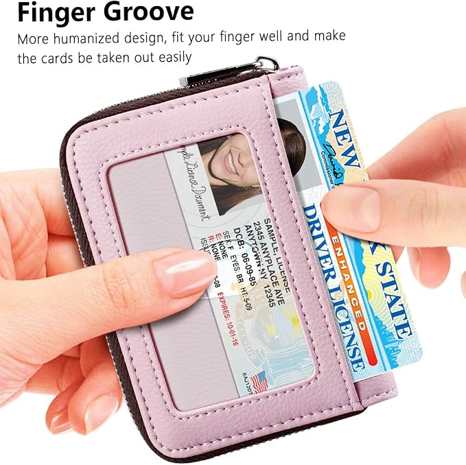 FurArt Zipper Wallet Women, RFID Blocking Credit Card Wallet, Business Card Holder, Compact Size KeyChain Wallet