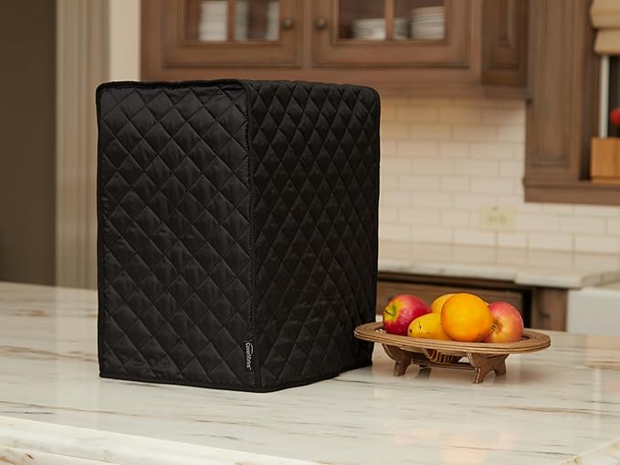 Covermates Keepsakes Rectangular Appliance Cover – Quilted Kitchen Appliance Cover for Countertop Storage – Dust Protection – Stain Resistant – Washable – Slip-On Appliance Design, Black