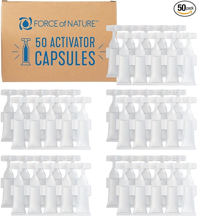 Force of Nature Cleaner & Disinfectant Capsule Refills - 50 ct | EPA-Registered, Non-Toxic Cleaning, Deodorizing, Sanitizing - Refills Make 50 Bottles (12 oz each) Replaces Multiple Cleaners