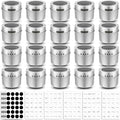 Bekith 20 Pack Magnetic Spice Jars, Magnetic Spice Containers for Refrigerator, Seasoning Tins with Clear Top Lid, 240 PVC Spice Label Set