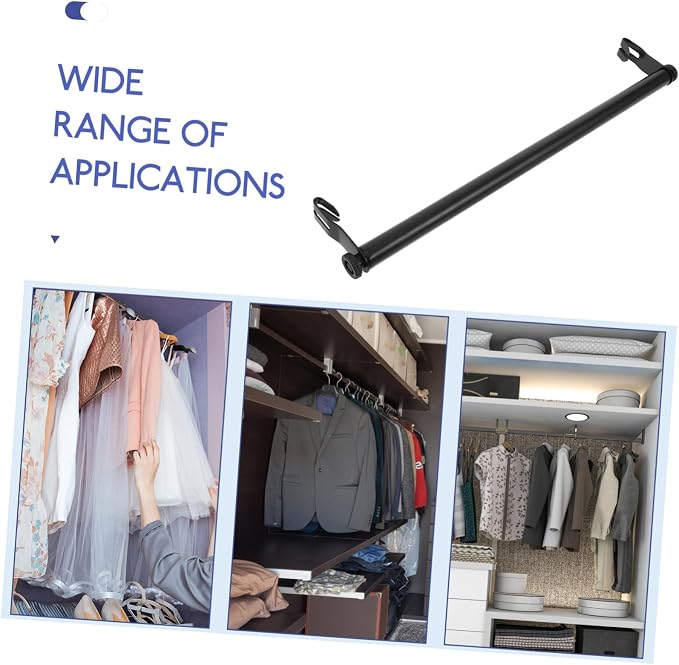 VOSAREA Expandable Closet Rod Heavy Duty Carbon Steel Hanging Clothes Rack for Wardrobes No-Drill Installation Space-Saving Design for Indoor Laundry Rooms