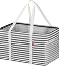 LHZK Standing Utility Tote Bag with Metal Wire Frame and the Sides Rinforced, Large Tote Bag with Handle, Reusable Grocery Bags Foldable, Beach Bag, Car Tote, Black, 18.5''x11.8''x11.5'' | Metal Wire Frame