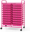 COSTWAY 20-Drawer Rolling Storage Cart, Utility Storage Organizer Cart | For Tools, Scrapbook, Paper, Craft, Multipurpose Storage Trolley on Wheels for Home Office School (Hot Pink)