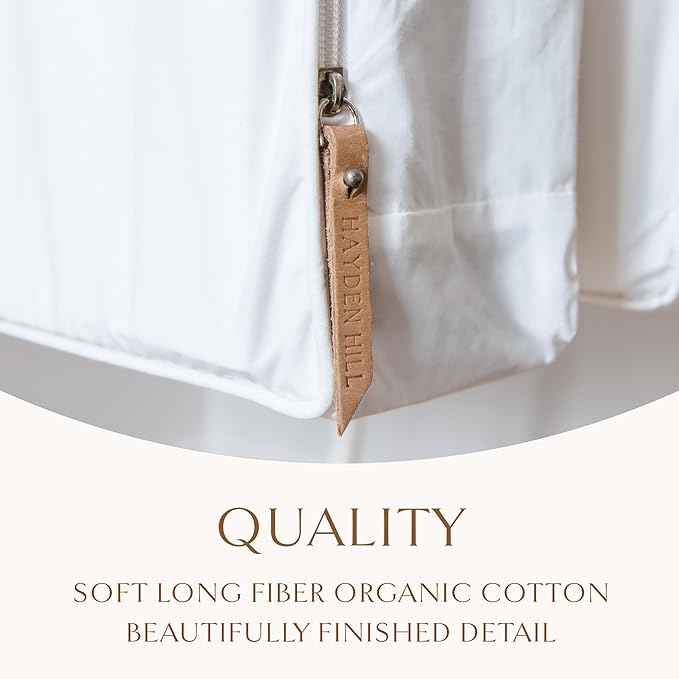Hayden Hill Luxury Organic Cotton Garment Bag for Hanging Clothes Long 58" | Full Length Breathable Dress Bag, Moth Proof Hanging Storage Bag, For Closet Storage, Certified Carbon Neutral, White