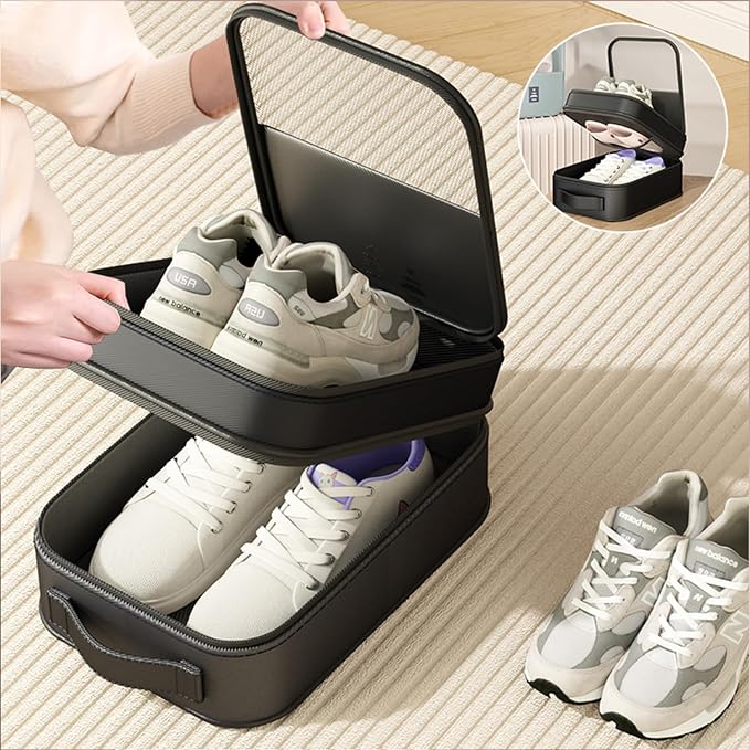 Resdenio 2 Pack Shoe Bags for Travel - Holds 3 Pair of Shoes, Portable Shoes Storage Bag Organizer, Travel Luggage Shoe Organizer for Women and Teenager (Black)