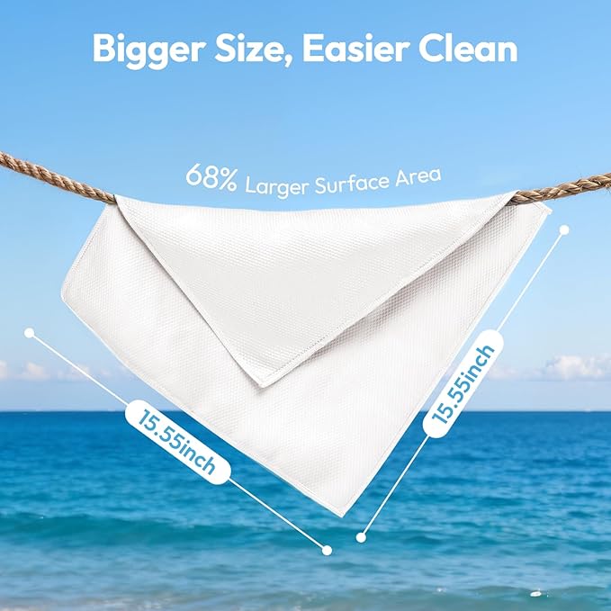 Microfiber Glass Cleaning Cloth 6 Pack - 15.5x15.5 Inch Lint Free Streak Free Polishing Cloth for Windows and Mirrors, Fish Scale Nano Cleaning Cloth for Car Window Detailing