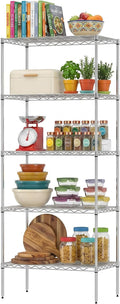 BestOffice | 5-Tier Wire Storage Shelves | 14x24x60 | Chrome | Heavy-Duty Metal Shelf, Holds Upto 750 lbs | No-Tool Assembly | Ideal for Home & Garage Shelving
