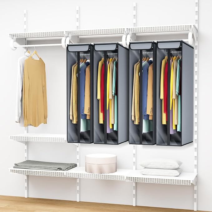 Univivi Garment Bags for Hanging Clothes 40", Hanging Garment Bags for Closet Storage with Large Clear Window, Garment Storage Bags for Suits, Coats, Dresses, 2 Pack