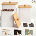 Kitchen Canisters for Countertop Set of 3 w/ Chalkboard Labels & Marker Pen | Airtight Easy Open Bamboo Lids, Dent-Resistant Thick Metal, Customizable Chalkboard Labels, Marker Pen Included, Set of 3