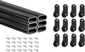 Outwater 48 Inch Black Aluminum Oval Closet Rod Kit, 1-3/16 Inch x 19/32 Inch Profile, Includes Matching Screw Mount Supports and Mounting Screws, Pack of 6