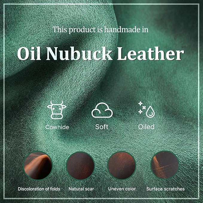 CONTACTS Full Grain Leather Pencil Case Handmade Vintage Zipper Pen Holder Pouch with Card Slot Pens Organizer Pockets Stationery Bag for Men and Women (Dark Green)