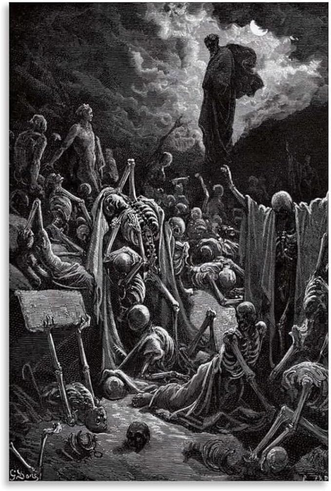 Gustave Dore The Vision Of The Valley Of Dry Bones Prints Wall Art Paintings Poster Canvas Wall Art Prints Gifts Photo Picture Paintings Room Decor Home Decorative 24x36inch(60x90cm)