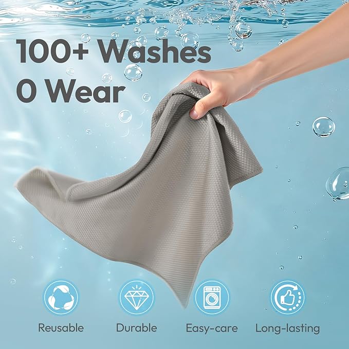 Microfiber Glass Cleaning Cloth 6 Pack - 15.5x15.5 Inch Lint Free Streak Free Polishing Cloth for Windows and Mirrors, Fish Scale Nano Cleaning Cloth for Car Window Detailing