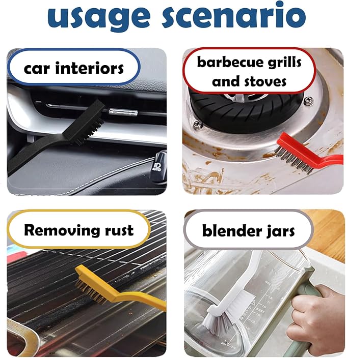 Betanull Crevice Cleaning Brush Set, Multi-Purpose Hard Bristle Brushes for Deep Cleaning Kitchen, Bathroom, Grout, Sink, Cup, Teapot, Bottle, Blender, Corners, Tight Spaces & More