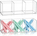 Epakh 2 Pcs Acrylic Cube Organizer 3 Compartments Makeup Pen Holder | Clear Transparent Color, Drawer Brush Organizer, Back to School Supplies, Mini Acrylic Cubes, Desk Office Vanity