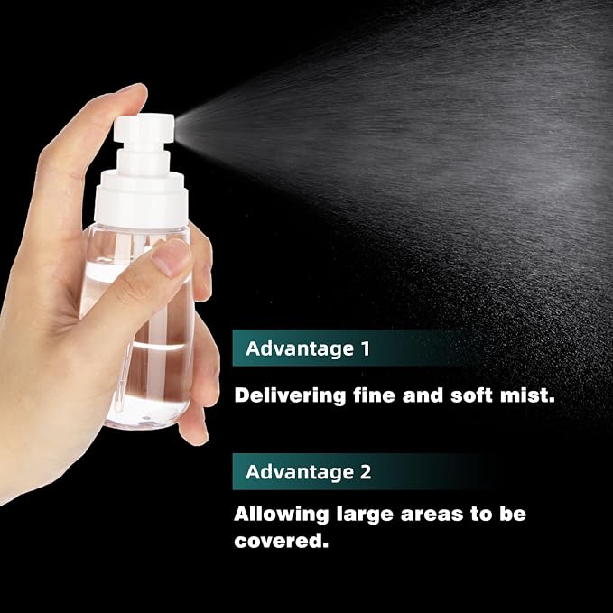 3Pack Small Spray Bottles, 3.4oz Clear Refillable Plastic Travel Bottles, Empty Portable Fine Mist Spray Containers for Perfume, Cosmetic, Skincare, Toiletry Daily Use