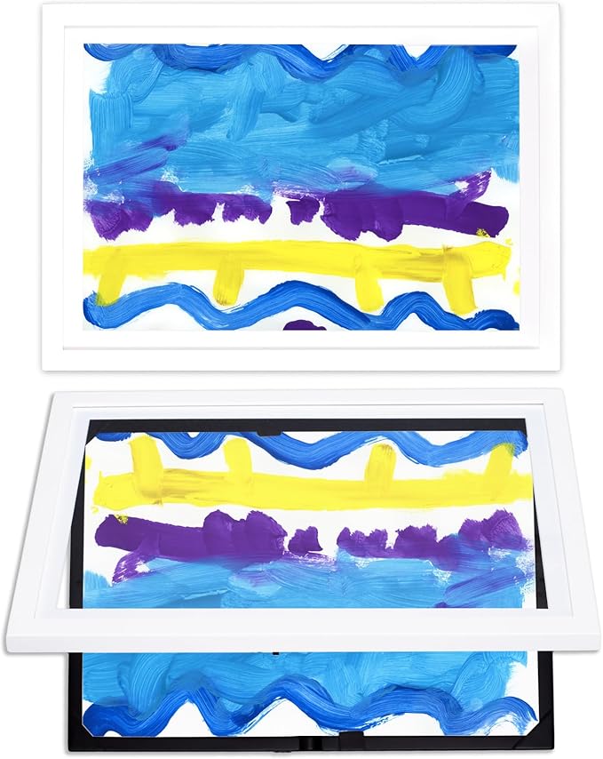 Dynamic Frames Li’l Davinci Front-Open 2-Pack Kids Art Frames, Wooden Frames for 12x18 Artwork, Prints & Certificates, Store up to 50 per Frame, 14.75 x 20.75 Outer Dimensions, White