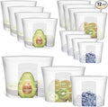 Reusable Storage Bag, 12 Pack 100% Silicone Food Storage Bags Stand Up Silicone Zip Lock Bags for Food Container, Freezer Microwave Oven Dishwasher Safe, 4 Medium 4 Small 4 Extra Small, Translucent