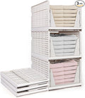 yazi 3 Pack XL Folding Closet Organizers Storage Box, Stackable Closet Storage Box, XL Plastic Drawer Organizer, 3XL Stackable Storage Bins Storage Drawers for Clothing, Closet Shelf Organizer