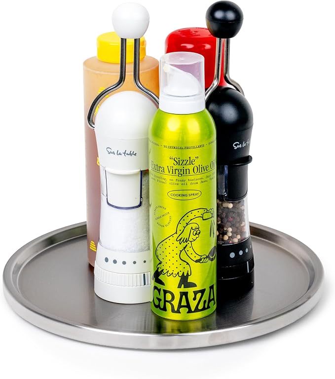 Dial Industries Lazy Susan Stainless Turntable Organizer, Brushed Finish | Great for spices, condiments and canned goods, Spins smoothly for easy access, Keeps cabinets and countertops neat