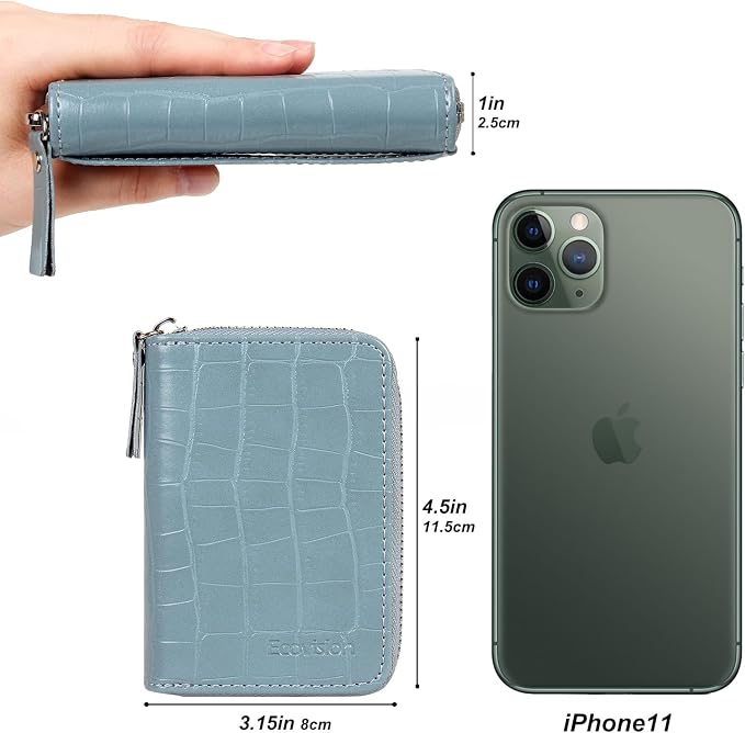 Credit Card Wallet, RFID Card Case Wallet, Zipper Card Cases Holder for Men Women, RFID Blocking, KeyChain Wallet, Compact Size Card Organizer Case for Women