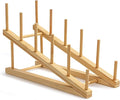 HBlife Step Bamboo Wooden Dish Drying Rack Kitchen Plate Display Stand | Plate/Dish/Book/File/Bowl/Cup/Cutting Board/Pot Lid Organizer, For Home & Kitchen Counter, Office, Display Cabinet