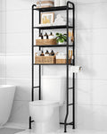 Kitsure Over Toilet Storage Rack, 74.2" H Space-Saving, Holder & Hooks | Bathroom, Laundry Room, Small Spaces, Families, Durable Metal, Black, 4 Tier