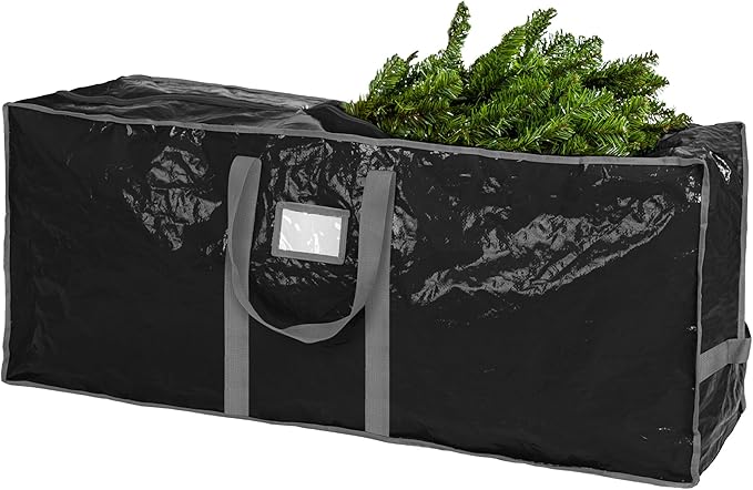 Handy Laundry Christmas Tree Storage Bag – Fits 7.5 Ft Artificial Xmas Tree, Heavy Duty Waterproof Tarp Material, Dual Zipper & Reinforced Handles, Protects from Dust, Moisture & Pests – Black