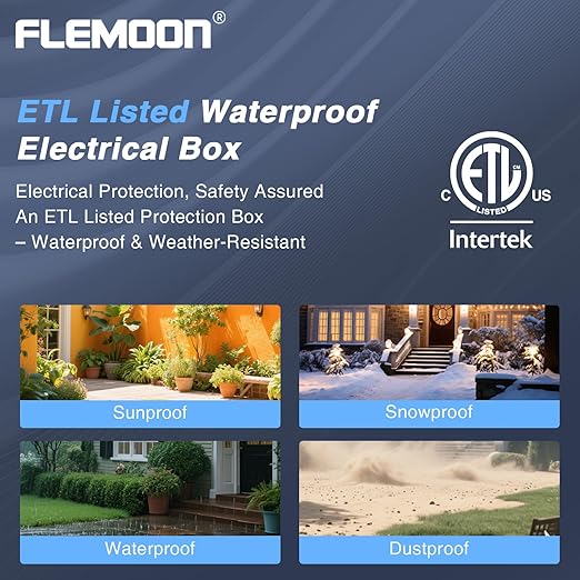 Flemoon [2 Pack] Outdoor Electrical Box Waterproof, Medium Weatherproof Electrical Box (11.5x5.2x4 inch) w/6 Cable Entry Ports, Extension Cord Cover for Power Strip, Timer, Plug, Holiday Light, Red