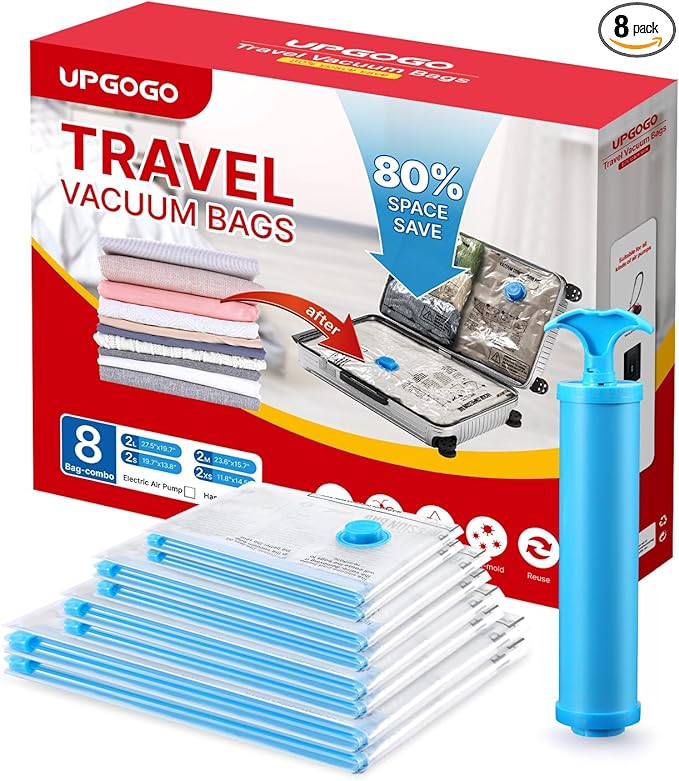 UPGOGO Vacuum Bags for Travel - Space Saver Combo 8 Pack