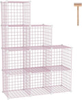 C&AHOME Wire Cube Storage, 9 - Cube Organizer Metal C Grids, Modular Shelves Units, Closet Organizer, Ideal for Home, Office, Living Room, 36.6”L x 12.4”W x 48.4”H, Pink UWCS3009P