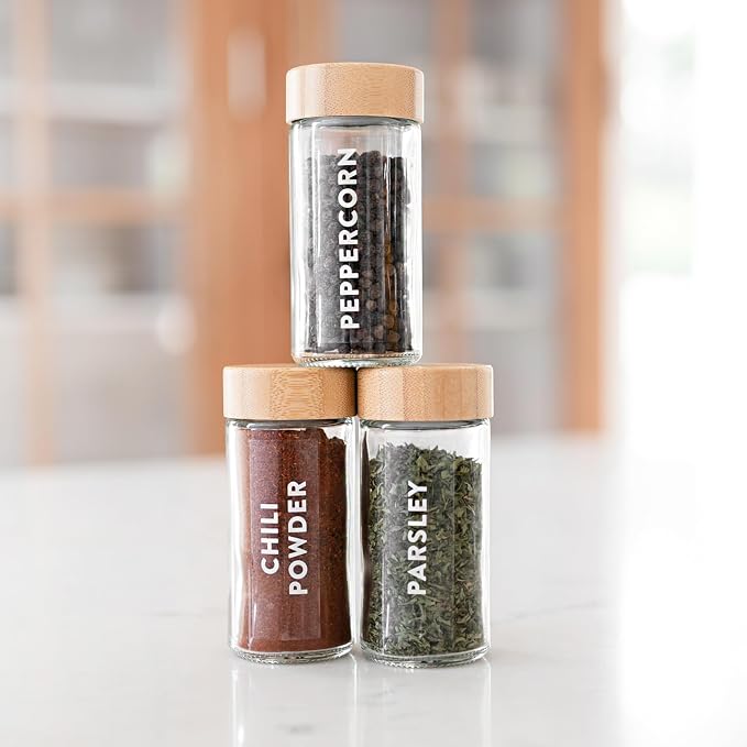 Clear Spice Labels for Glass Jars, 168 Preprinted Spice Jar Labels, Waterpoof Seasoning Herb Stickers Only, Kitchen Container Pantry Organization