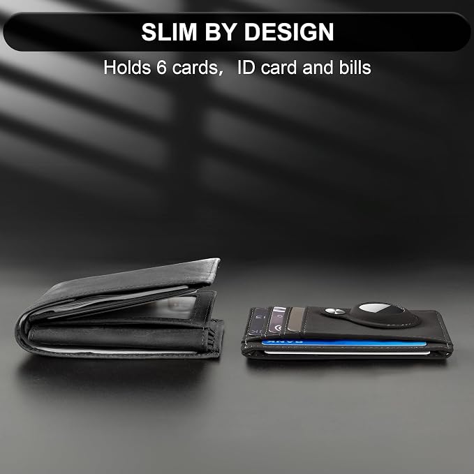 Slim Minimalist Front Pocket Air Tag Wallet, RFID Blocking Card Holder Wallet with Airtag Holder