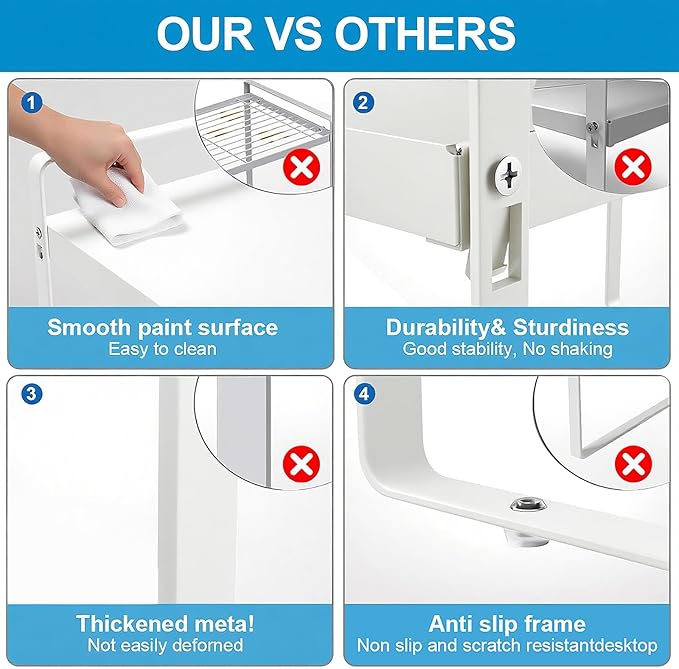 11" Deep Expandable Cabinet Organizer Shelf Riser, 14-25" Adjustable Heavy Duty Metal Pantry Storage Rack for Kitchen Cupboard, Under Sink & Countertop, 10" High Space Saver, 1-Pack White