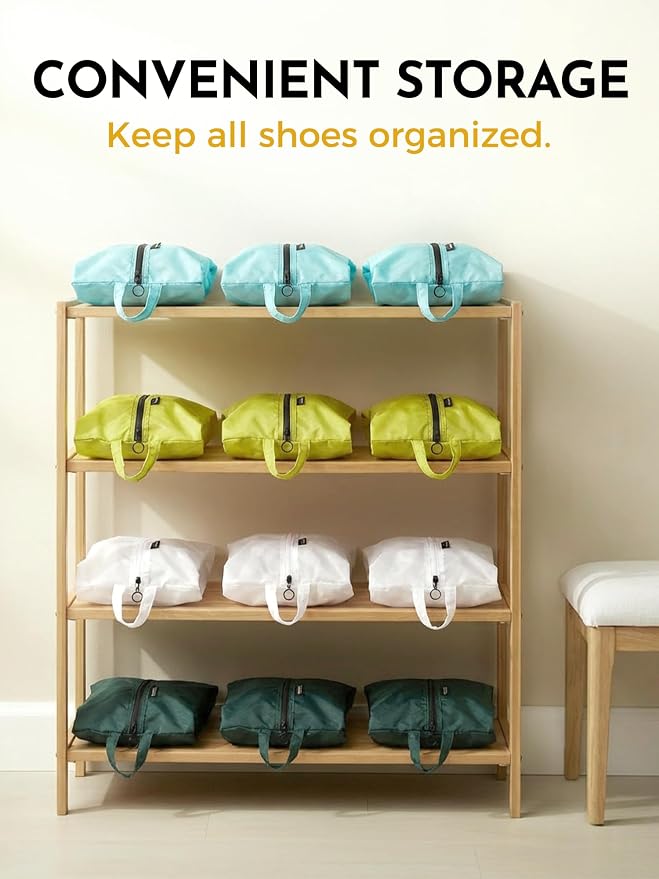 2 Pack Shoe Bags for Travel, Water-Resistant Organizers, White | 100D Composite Nylon, Translucent Design, Large Capacity, Odor and Dust Protection For Gym, Soccer, Golf, Tennis, Baseball