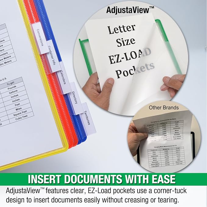 Ultimate Office AdjustaView FastFind 10-Pocket Desktop Reference Display Organizer with Assorted Colored EZ Load Pockets to Display 20 Sheets of Your Most Important Letter Sized Documents