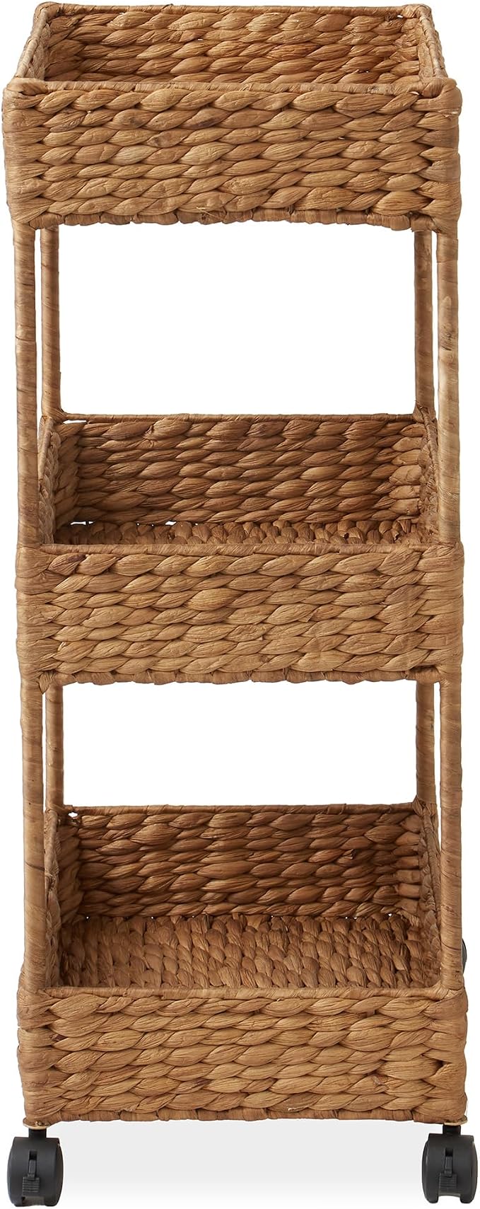 Casafield 3-Tier Rolling Storage Cart - Cinnamon, Water Hyacinth Nursery Caddy, Utility Cart for Bathroom, Craft Room, Laundry Room Organization